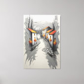 Hillside Village Pathway Canvas Afdruk (Voorkant)