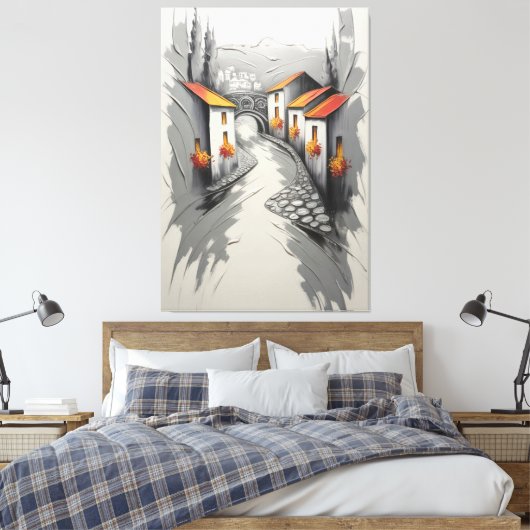 Hillside Village Pathway Canvas Afdruk (Insitu (Slaapkamer))