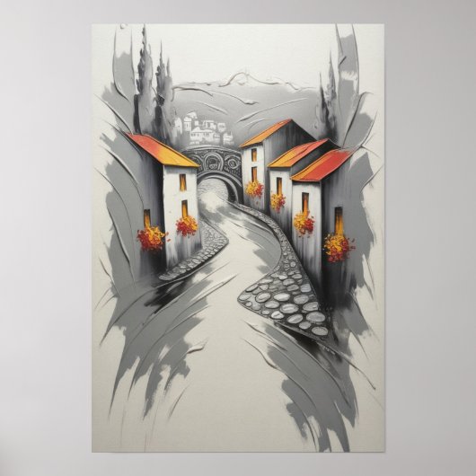 Hillside Village Pathway Poster (Voorkant)