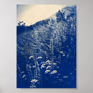 Hillside Wildbloemen Indigo Blue Flower Poster