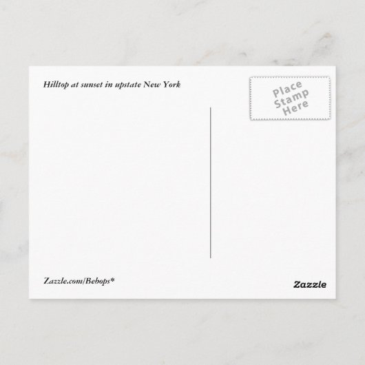 Hilltop bij Sunset Briefkaart (Achterkant)