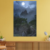 Hilltop full Moon Fantasy Ruined Castle Canvas Afdruk (Insitu (Woonkamer))