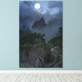 Hilltop full Moon Fantasy Ruined Castle Canvas Afdruk (Insitu (Houten vloer))