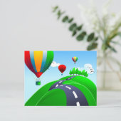 Hilly road with balloons, briefkaart (Staand voorkant)