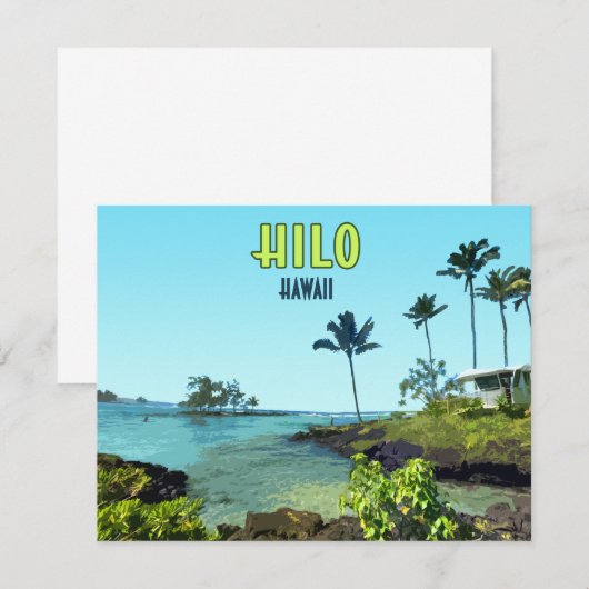 Hilo Big Island Hawaii Beach Flat Kaart (Voorkant / Achterkant)