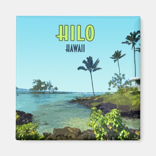 Hilo Big Island Hawaii Beach Vintage Magneet (Voorkant)