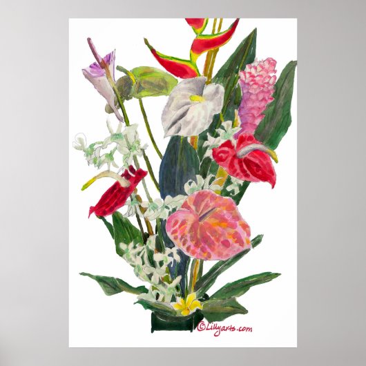 Hilo Flowers Waterverf Print and Poster (Voorkant)