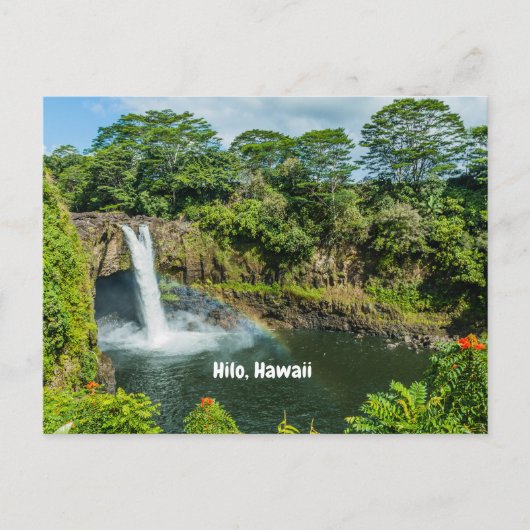 Hilo, Hawaï Tropische regenboog Herfsten Waterval Briefkaart (Voorkant)