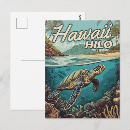 Hilo Hawaii Big Island Retro Tropische Kust Briefkaart (Voorkant / Achterkant)