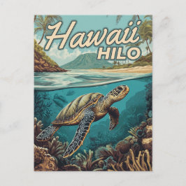 Hilo Hawaii Big Island Retro Tropische Kust Briefkaart