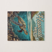 Hilo Hawaii Big Island Retro Tropische Kust Legpuzzel (Horizontaal)