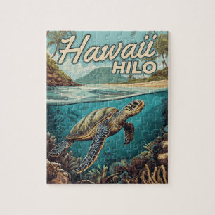Hilo Hawaii Big Island Retro Tropische Kust Legpuzzel