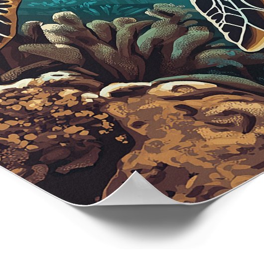 Hilo Hawaii Big Island Retro Tropische Kust Poster (Hoek)