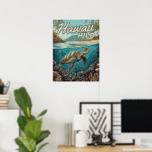 Hilo Hawaii Big Island Retro Tropische Kust Poster (Thuiskantoor)