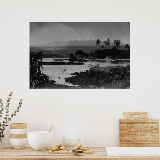 Hilo, Hawaii - Uitzicht van de stadfoto Poster (Keuken)