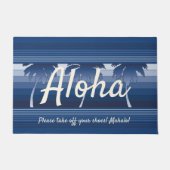 Hilo Hawaiian Palms gestreepte Aloha Navy Deurmat (Voorkant)