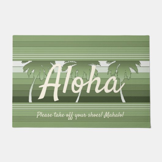 Hilo Hawaiian Palms Striped Aloha Green Deurmat (Voorkant)