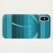 Hilo Hawaiian Palms Striped Blauwgroen Case-Mate iPhone Case (Achterkant (horizontaal))