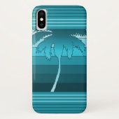 Hilo Hawaiian Palms Striped Blauwgroen Case-Mate iPhone Case (Achterkant)