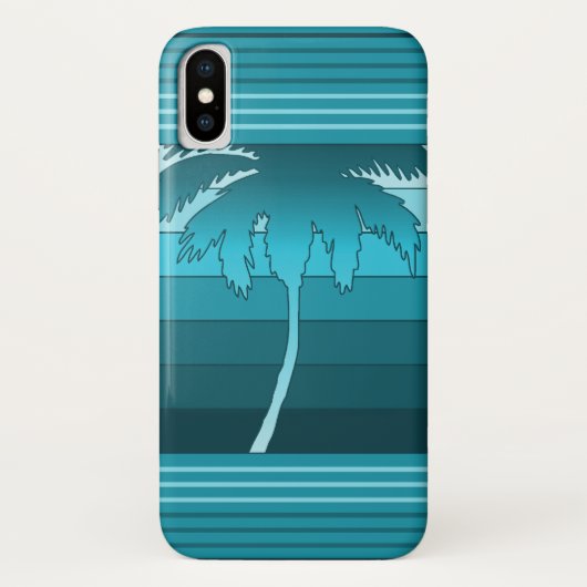 Hilo Hawaiian Palms Striped Blauwgroen Case-Mate iPhone Case (Achterkant)