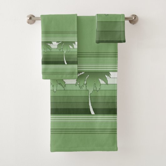 Hilo Hawaiian Palms Striped Coordinates Bad Handdoek (Insitu)