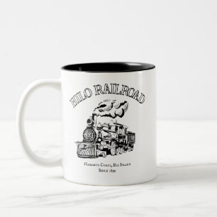 Hilo-spoorlijn vintage stoomtrein tweekleurige koffiemok