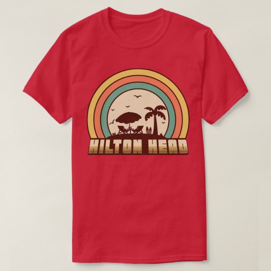 Hilton Head Beach Retro Sunset Stijl T-shirt (Design voorkant)