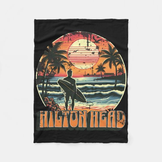 Hilton Head Beach South Carolina Surfing Surf Usa Fleece Deken (Voorkant)