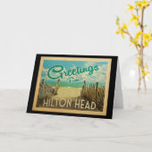 Hilton Head Beach Vintage Travel Kaart (Gele Bloem)