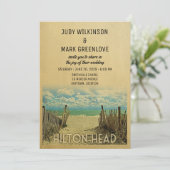 Hilton Head Beach Vintage Wedding Uitnodiging (Staand voorkant)