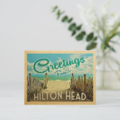 Hilton Head Briefkaart Beach Vintage Travel (Staand voorkant)