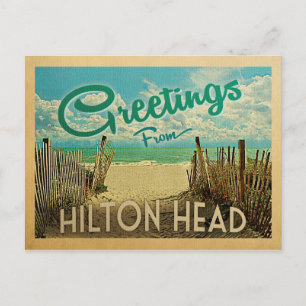 Hilton Head Briefkaart Beach Vintage Travel