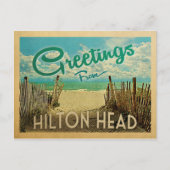 Hilton Head Briefkaart Beach Vintage Travel (Voorkant)