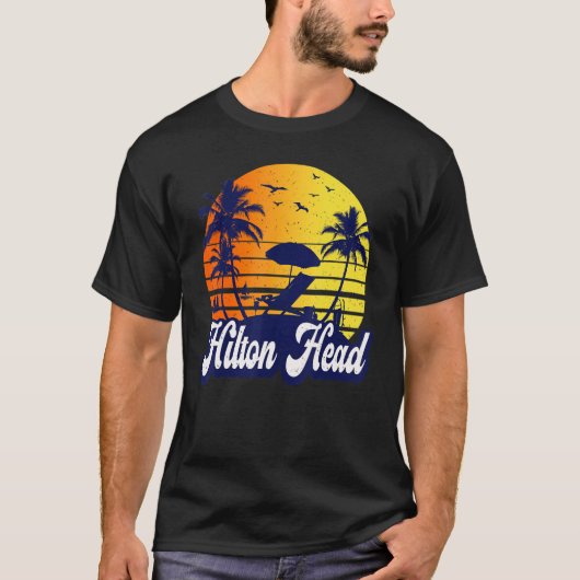 Hilton Head Carolina Sunset Beach Retro T-shirt (Voorkant)