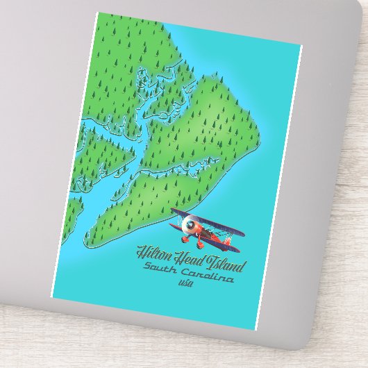 Hilton Head-eiland South Carolina Map Sticker (Detail)