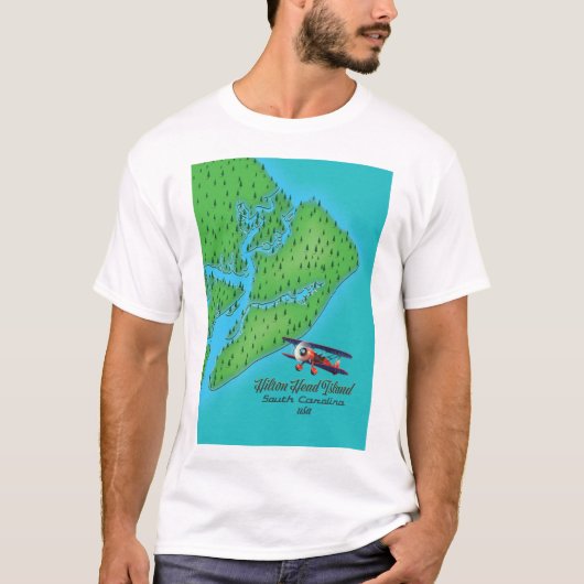 Hilton Head-eiland South Carolina Map T-shirt (Voorkant)