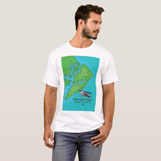 Hilton Head-eiland South Carolina Map T-shirt (Voorkant volledig)