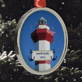 Hilton Head Harbour Town Lighthouse and Anchor Metalen Ornament