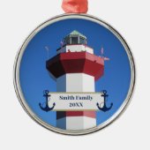 Hilton Head Harbour Town Lighthouse and Anchor Metalen Ornament (Voorkant)