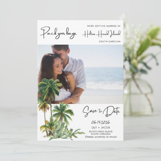 Hilton Head Island Bruiloft Bewaar de datum Save The Date (Staand voorkant)