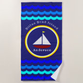 Hilton Head Island Cute Sailboat Anchor en naam Strandlaken (Voorkant)