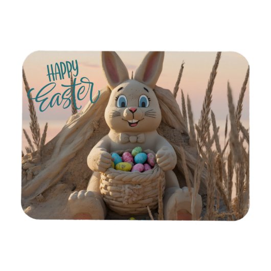 Hilton Head Island Easter Bunny Sand Sculpture Magneet (Horizontaal)