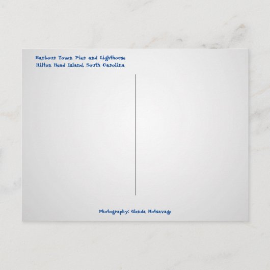 Hilton Head Island Harbor Town Pier & Lighthouse Briefkaart (Achterkant)