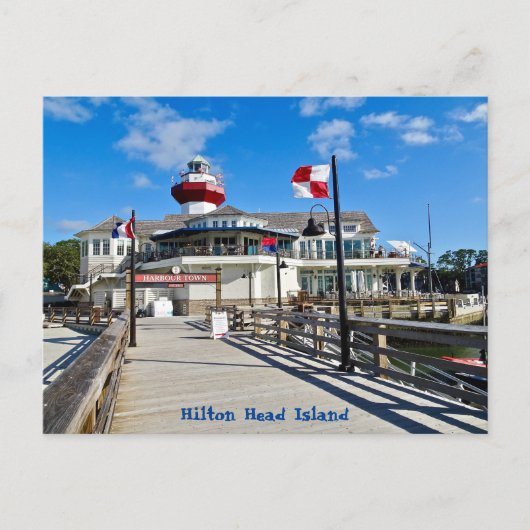 Hilton Head Island Harbor Town Pier & Lighthouse Briefkaart (Voorkant)