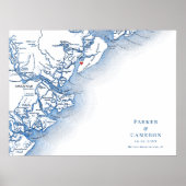 Hilton Head Island Kaart Bruiloft Gastenboek Poste Poster (Voorkant)