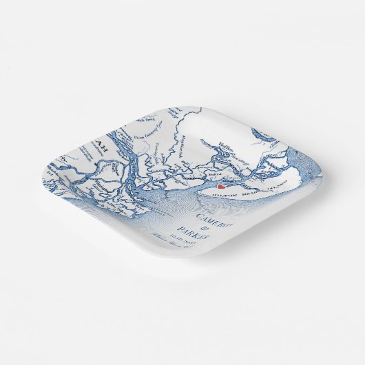 Hilton Head Island Kaart Bruiloft Papieren Bordje (Gebogen)