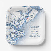 Hilton Head Island Kaart Bruiloft Papieren Bordje (Voorkant)