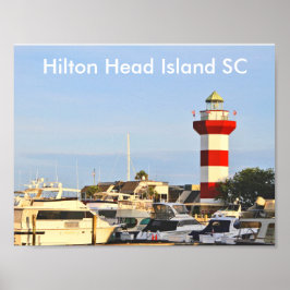 Hilton Head Island Lighthouder met boten op Poster