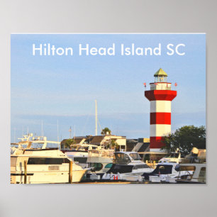 Hilton Head Island Lighthouder met boten op Poster