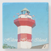 Hilton Head Island Lighthouse Onderzetter met Text (Voorkant)